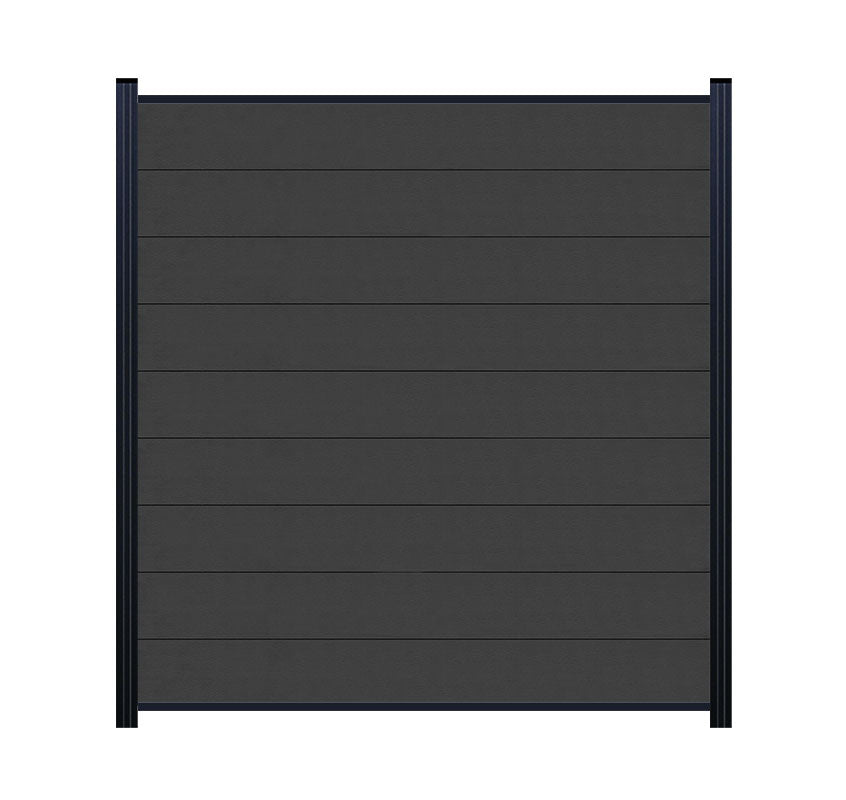 WPC-Zaunelement Anthrazit mit Abschlussleisten Dunkel