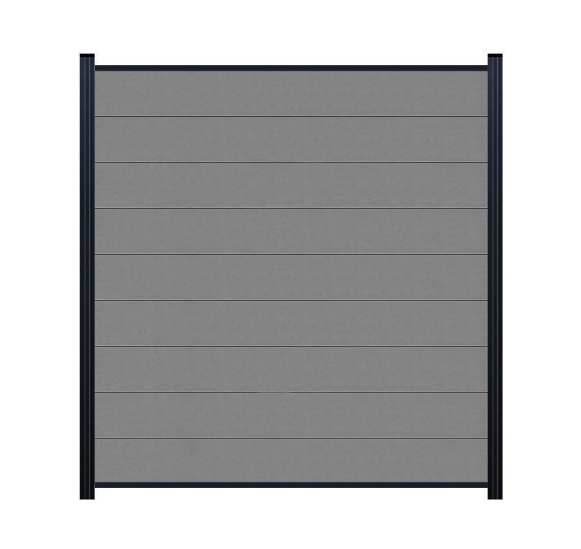 WPC-Zaunelement Hellgrau mit Abschlussleisten Dunkel