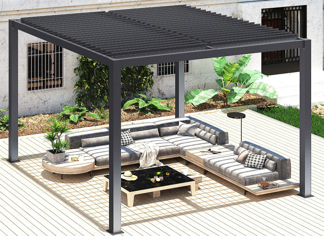 Pergola-Pavillon mit Lamellendach 3m x 3m