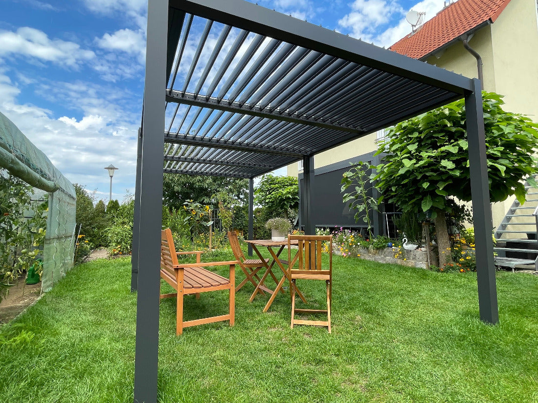 Pergola-Pavillon mit Lamellendach 3m x 3m