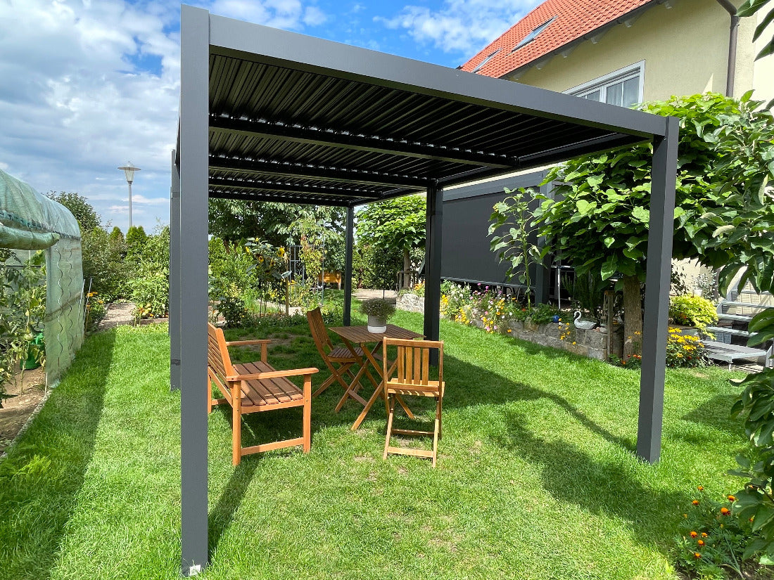 Pergola-Pavillon mit Lamellendach 3m x 3m