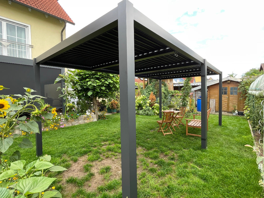 Pergola-Pavillon mit Lamellendach 3m x 3m