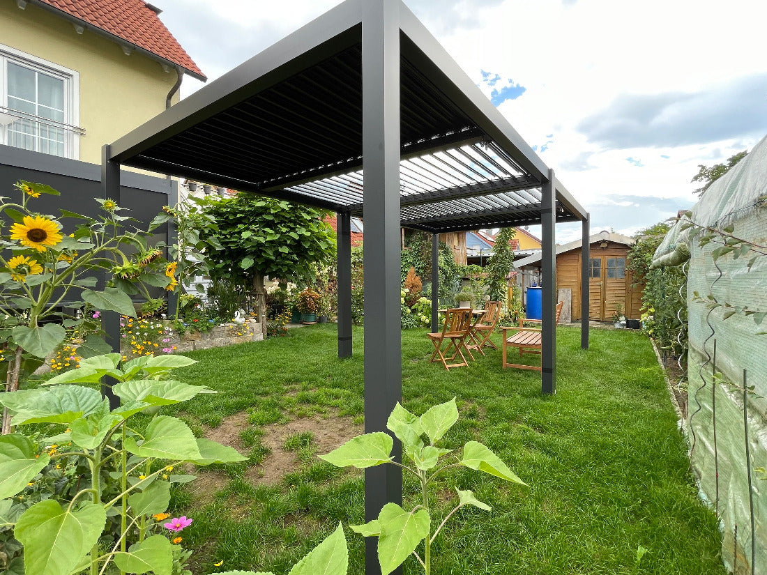 Pergola-Pavillon mit Lamellendach 4m x 3m