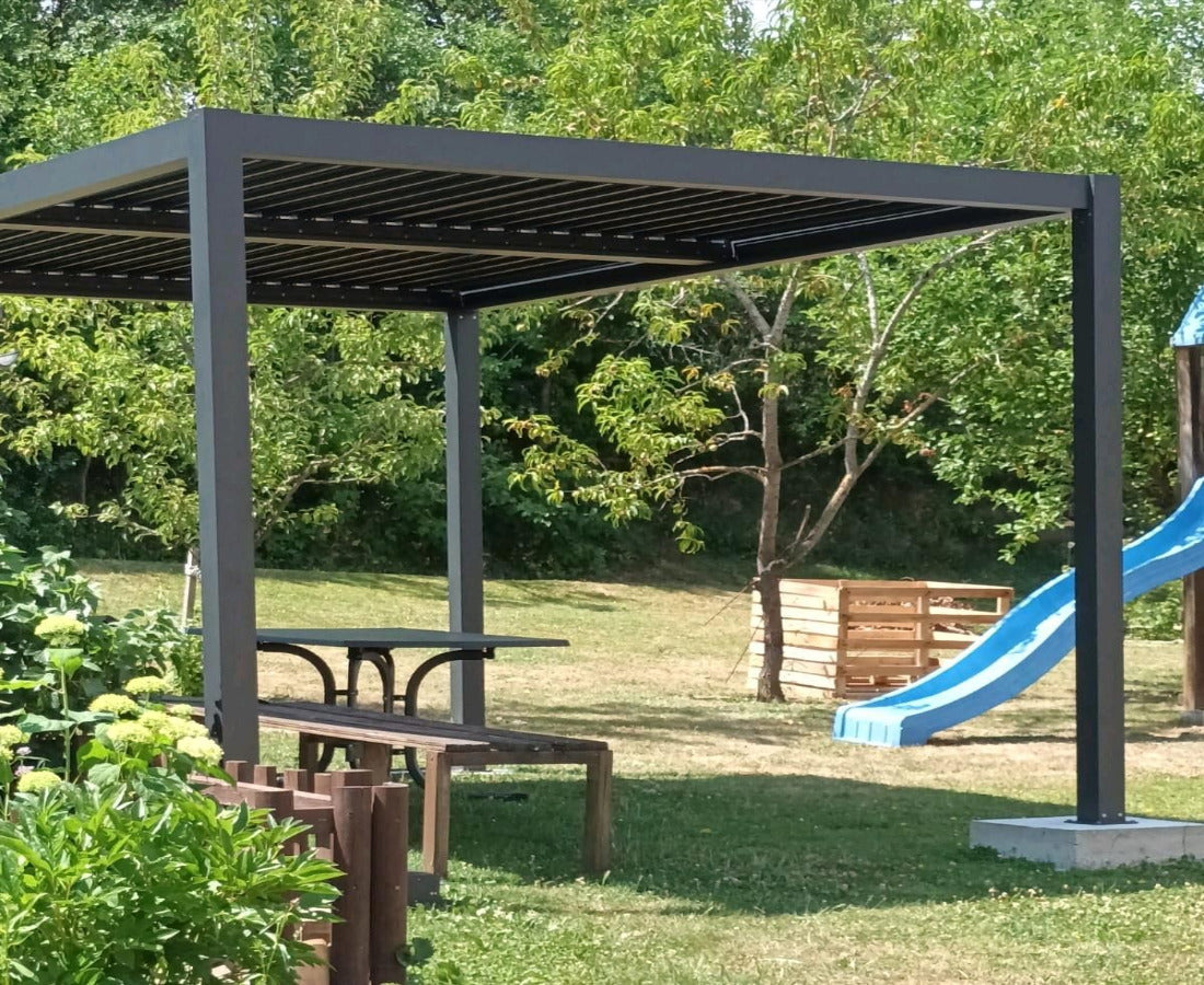 Pergola-Pavillon mit Lamellendach 3m x 3m