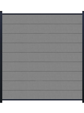 WPC-Zaunelement Hellgrau mit Abschlussleisten Dunkel