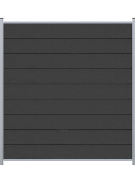 WPC-Zaunelement Anthrazit mit Abschlussleisten Silber